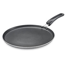 Deals, Discounts & Offers on Cookware - Prestige Omega Select Plus 27.5cm Non-Stick Omni Tawa |Induction Base |Gas & Induction Compatible| Metal Spoon Friendly | Sturdy Handles