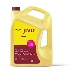 Deals and Offers on Lubricants & Oils - Jivo Premium Cold Pressed Kachi Ghani Pure Mustard Oil, 5 Litre | Healthy Cooking Oil Deals, Discounts & Offers on Lubricants & Oils - Jivo Premium Cold Pressed Kachi Ghani Pure Mustard Oil, 5 Litre | Healthy Cooking Oil