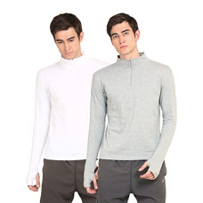 Deals, Discounts & Offers on Men - Ap'pulse Men's 1/4 Zipper Hi Neck Thumbopen (Pack of 2)