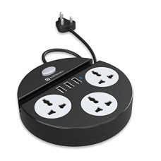Deals, Discounts & Offers on Electronics - Portronics Power Plate 5 1500W Power Converter with USB Charger & Mobile Holder 3AC Socket + 3USB Ports, 1.5 m Cord Length (Black)