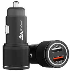 Deals, Discounts & Offers on Mobile Accessories - Wecool Smart CH2 36W Metalic Car Charger with Fast Charging Dual Output,Qualcomm Certified Qc 3.0 and USB A 3.1A,Compatible with Smartphones,Tablet,and Other USB Devices,Black