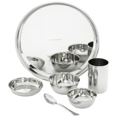 Deals and Offers on - Amazon Brand - Solimo Dinner Set | Stainless Steel | Mirror Finish | Set of 6 Deals, Discounts & Offers on - Amazon Brand - Solimo Dinner Set | Stainless Steel | Mirror Finish | Set of 6