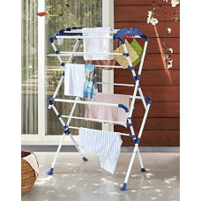 Deals and Offers on - Amazon Brand - Solimo Premium Alloy Steel Extra Large Cloth Drying Stand (White & Blue) Deals, Discounts & Offers on - Amazon Brand - Solimo Premium Alloy Steel Extra Large Cloth Drying Stand (White & Blue)