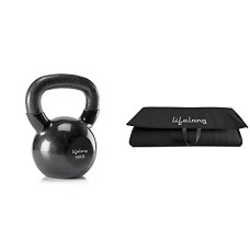 Deals and Offers on - Black Vinyl cast Iron Kettlebells 16kg+Lifelong 10mm Extra Thick Yoga and Exercise Mat (Hand Washable & Anti Slip) Comfortable Support Deals, Discounts & Offers on - Black Vinyl cast Iron Kettlebells 16kg+Lifelong 10mm Extra Thick Yoga and Exercise Mat (Hand Washable & Anti Slip) Comfortable Support