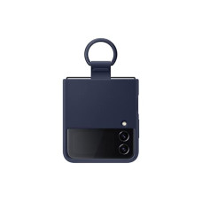 Deals, Discounts & Offers on Mobile Accessories - Samsung Galaxy Z Flip 4 Silicone Cover with Ring, Protective Phone Case with Finger Loop, Matte Finish, Bold Style, Handheld Design, US Version, Navy