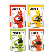 Deals and Offers on - Zoff Essential Kitchen Spices - Garam masala, Red Chilli, Turmeric & Coriander - Pack of 4 | 100g Each | Premium Zip Lock Pouch | Net weight - 400g Deals, Discounts & Offers on - Zoff Essential Kitchen Spices - Garam masala, Red Chilli, Turmeric & Coriander - Pack of 4 | 100g Each | Premium Zip Lock Pouch | Net weight - 400g