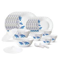 Deals and Offers on - Larah by Borosil Twilight Silk Series Opalware Dinner Set | 35 Pieces for Family of 6 | Microwave & Dishwasher Safe | Bone-Ash Free | Crockery Set Deals, Discounts & Offers on - Larah by Borosil Twilight Silk Series Opalware Dinner Set | 35 Pieces for Family of 6 | Microwave & Dishwasher Safe | Bone-Ash Free | Crockery Set