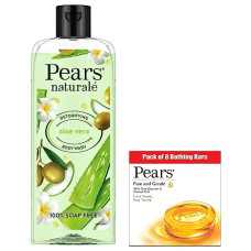 Deals and Offers on - PEARS Pure And Gentle Bathing Bar, 125g (Pack Of 8) And Naturale Detoxifying Aloevera Bodywash, 250 ml Deals, Discounts & Offers on - PEARS Pure And Gentle Bathing Bar, 125g (Pack Of 8) And Naturale Detoxifying Aloevera Bodywash, 250 ml