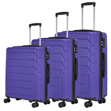 Deals and Offers on - Aristocrat Chrome SM+MD+LG Polycarbonate Hardsided 8 Wheels Purple 360 Degree roated Trolley Set Deals, Discounts & Offers on - Aristocrat Chrome SM+MD+LG Polycarbonate Hardsided 8 Wheels Purple 360 Degree roated Trolley Set
