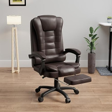 Deals, Discounts & Offers on Furniture - [For SBI Credit Card] Green Soul Urbane Premium Leatherette Office Chair, High Back Ergonomic Home Office Executive Chair with Spacious Cushion Seat, Footrest & Heavy Duty Nylon Base (Brown)