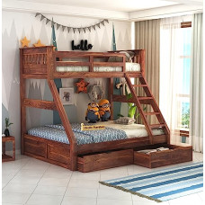 Deals and Offers on Furniture - STRATA FURNITURE Sheesham Wood Bunk Bed with 2 Drawer Storage Wooden Double Bed Furniture Deals, Discounts & Offers on Furniture - STRATA FURNITURE Sheesham Wood Bunk Bed with 2 Drawer Storage Wooden Double Bed Furniture