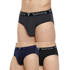 Deals and Offers on Men - Van Heusen Men Briefs - 100% Combed Cotton - Pack of 3 - Anti Bacterial, Colour Fresh, Moisture Wicking Deals, Discounts & Offers on Men - Van Heusen Men Briefs - 100% Combed Cotton - Pack of 3 - Anti Bacterial, Colour Fresh, Moisture Wicking