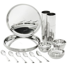 Deals and Offers on - Amazon Brand - Solimo Dinner Set | Stainless Steel | Mirror Finish | Set of 36 Deals, Discounts & Offers on - Amazon Brand - Solimo Dinner Set | Stainless Steel | Mirror Finish | Set of 36