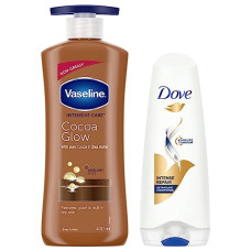 Deals and Offers on - Dove Hair Therapy Intense Repair Conditioner For Damaged, Frizzy & Dry Hair (Cocoa), 175ml & Vaseline Intensive Care Cocoa Glow Body Lotion, 400ml Deals, Discounts & Offers on - Dove Hair Therapy Intense Repair Conditioner For Damaged, Frizzy & Dry Hair (Cocoa), 175ml & Vaseline Intensive Care Cocoa Glow Body Lotion, 400ml