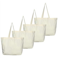 Deals, Discounts & Offers on  - VantageKart Natural Cotton Plain Tote Shopping Bags with Cross Stitching | Heavy Duty, Washable, Eco Friendly Biodegradable Canvas Multipurpose Grocery Tote Bag - Set of 4
