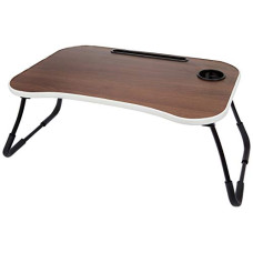 Deals, Discounts & Offers on Laptop Accessories - Amazon Brand - Solimo Engineered Wood Wanderer Multi-Purpose Laptop Table With Cup Holder (Brown Finish)