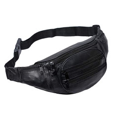Deals, Discounts & Offers on  - K London Stylish Real Leather Black Waist Bag Elegant Style Travel Pouch Passport Holder with Adjustable Strap(246_Black)