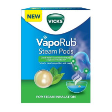 Deals and Offers on - Vicks VapoRub SteamPods 4s, For Steam Inhalation, Quick relief from blocked nose, sinus congestion, headache, and cough due to cold. Deals, Discounts & Offers on - Vicks VapoRub SteamPods 4s, For Steam Inhalation, Quick relief from blocked nose, sinus congestion, headache, and cough due to cold.