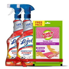 Deals and Offers on - Lizol 450ml (Pack of 2) + Free Scotch Brite-Sponge Wipe, Kitchen Cleaner Spray | Suitable Deals, Discounts & Offers on - Lizol 450ml (Pack of 2) + Free Scotch Brite-Sponge Wipe, Kitchen Cleaner Spray | Suitable