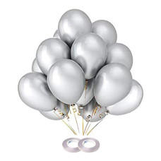 Deals and Offers on - AMFIN 10 Inch (Pack Of 50) Silver Metallic Balloons for Birthday Decoration , Frozen Theme Party Decoration Items , Decoration Deals, Discounts & Offers on - AMFIN 10 Inch (Pack Of 50) Silver Metallic Balloons for Birthday Decoration , Frozen Theme Party Decoration Items , Decoration