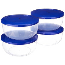 Deals and Offers on - Amazon Brand - Solimo Nestable & Stackable Container Set, Round, 2700 ml, Set of 4, Blue Deals, Discounts & Offers on - Amazon Brand - Solimo Nestable & Stackable Container Set, Round, 2700 ml, Set of 4, Blue