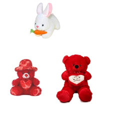 Deals, Discounts & Offers on  - nkl Soft Teddy Bear with Heart red 2 feet (60 cm) +1 Feet Cap Teddy 30 red + Rabbit with Carrot White (25 cm)