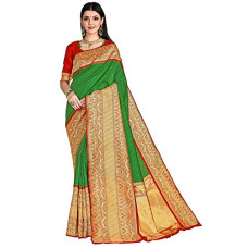 Deals, Discounts & Offers on Women - Glory Sarees Womens Silk Blend Banarasi Saree With Blouse Piece (Bridal_Silk109_Parent)