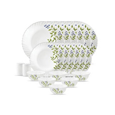 Deals, Discounts & Offers on  - La Opala, Novo Collection, Opal Glass Dinner Set 20 pcs, Lush Greens, White