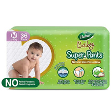 Deals, Discounts & Offers on Baby Care - Dabur Baby Super Pants - M (36 Pieces) | 7-12 kg | Insta-Absorb Technology | Diapers Infused with Aloe Vera, Shea Butter & Vitamin E