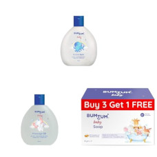 Deals, Discounts & Offers on Baby Care - Bumtum Baby Bubble Bath (200 ml) + Bumtum Baby Massage Oil (200 ml) + Bumtum Baby Soap (4 x 50 gm)