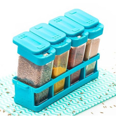 Deals and Offers on - E-COSMOS Kitchen 4 Pcs Sets Airtight Rasoi Box Spice Storage Jar Masala Box Spice Container Idle For, Easy Flow Spice Storage Container with Tray Deals, Discounts & Offers on - E-COSMOS Kitchen 4 Pcs Sets Airtight Rasoi Box Spice Storage Jar Masala Box Spice Container Idle For, Easy Flow Spice Storage Container with Tray