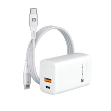 Deals, Discounts & Offers on Mobile Accessories - Portronics Adapto 65 Plus 65 W GaN Charger Adapter with 100 W Type C to Type C Fast charging cable, Compatible with Laptop, Macbook, iPhone 8 and Above, Tablet, Type C Mobile Phones and Devices(White)