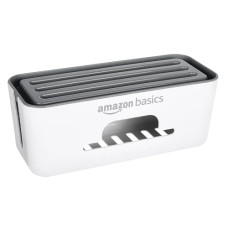 Deals, Discounts & Offers on Electronics - Amazon Basics - Cable Management Box with Mobile Stand - Power Strip, Cords, Wires | Surge Protector Hiding Cover Organizer