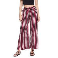 Deals and Offers on Women - Clovia Women's Crepe Sassy Stripes Flared Pyjama with Side Slits Deals, Discounts & Offers on Women - Clovia Women's Crepe Sassy Stripes Flared Pyjama with Side Slits