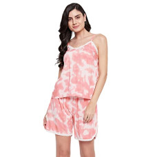 Deals and Offers on Women - Clovia Women's Rayon Tie-Dye Cami Top & Shorts Set Deals, Discounts & Offers on Women - Clovia Women's Rayon Tie-Dye Cami Top & Shorts Set