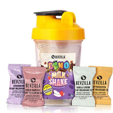 Deals, Discounts & Offers on  - Bevzilla Instant Milkshake Cubes & Bottle Pack With 8 Milkshake Cubes (2 Cubes Each Flavour) | Strawberry, Butterscotch, Choco Hazelnut & Vanilla Creme Flavour | BPA Free Shaker 500 Ml Leak Proof