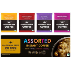 Deals, Discounts & Offers on  - Colombian Brew Assorted Instant Coffee Powder Box (Strong,Vanilla,Hazelnut,Caramel) (Gift Pack Box Diwali, Rakhi) 80gm