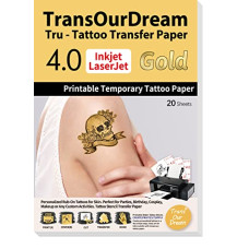 Deals and Offers on Beauty Care - TransOurDream Gold Printable Temporary Tattoo Transfer Paper for Inkjet & Laser Printer (10 Sets, A4 size) DIY Personalized Waterproof Temporary Tattoos Deals, Discounts & Offers on Beauty Care - TransOurDream Gold Printable Temporary Tattoo Transfer Paper for Inkjet & Laser Printer (10 Sets, A4 size) DIY Personalized Waterproof Temporary Tattoos