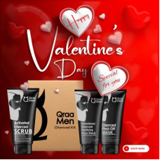 Deals and Offers on - Qraa Charcoal Valentine Edition Kit|Charcoal Scrub, Charcoal Face wash, Charcoal Peel-off Mask For Mens|Free travel Pouch(3 Items in the set) Deals, Discounts & Offers on - Qraa Charcoal Valentine Edition Kit|Charcoal Scrub, Charcoal Face wash, Charcoal Peel-off Mask For Mens|Free travel Pouch(3 Items in the set)