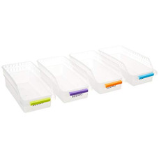 Deals and Offers on - Amazon Brand - Solimo Plastic Fridge Storage Organizer Racks, Set of 4, Silver Deals, Discounts & Offers on - Amazon Brand - Solimo Plastic Fridge Storage Organizer Racks, Set of 4, Silver