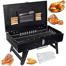 Deals, Discounts & Offers on  - MAZORIA Barbeque Grill Set For Home & Outdoor Portable Tandoor Charcoal Bbq Foldable Briefcase Griller Barbeque Grill With 8 Skewers, 1 Grill, 1 Glove, 1 Tong & 1 Butter Brush, Countertop