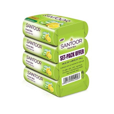 Deals, Discounts & Offers on  - Santoor Fresh Skin Aloe Vera & Lime Bathing Soap with Nourishing & Anti-Aging Properties| For Smooth & Soft and Younger-Looking Skin| For All Skin Types| 125g, Pack of 4