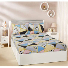 Deals, Discounts & Offers on  - Amazon Brand - Solimo Polyester Marvellous Mosaic Double Bedsheet with 2 Pillow Cover, Multicolor, 120 GSM