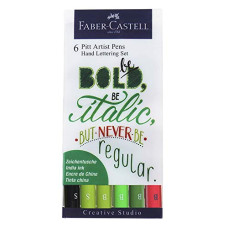 Deals, Discounts & Offers on Stationery - Faber-Castell Hand Lettering Pitt Artist Pen Set - Pack of 6 (Green)