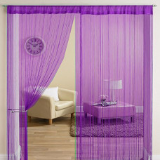 Deals, Discounts & Offers on  - HFI 1 Piece Solid Tabtop Polyester Threads String Curtain - Long Door - 9 feet, Purple, Semi Transparent Curtain