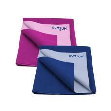 Deals, Discounts & Offers on Baby Care - Bumtum Baby Dry Sheet Waterproof Soft Fleece Baby Bed Protector | Anti - Bacterial & Odour Free | Extra Absorbant, Reuseable & Washable (Grape + Royal Blue Combo, Small Size, 50 * 70cm, Pack of 2)