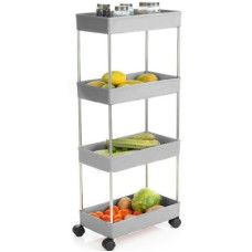 Deals and Offers on - Pinkwhale 4 Compartments Plastic, Stainless Steel Storage Trolley(Grey) Deals, Discounts & Offers on - Pinkwhale 4 Compartments Plastic, Stainless Steel Storage Trolley(Grey)