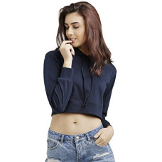 Deals, Discounts & Offers on Women - [Sizes XS, S, M, L, XL] Miss Chase Women's Cotton Hooded Crop Sweatshirt