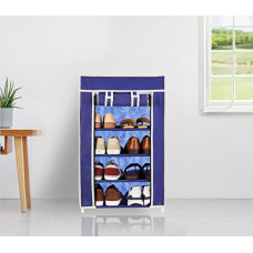 Deals, Discounts & Offers on  - Amazon Brand - Solimo Foldable Shoe Rack 5 Layer Blue Economy