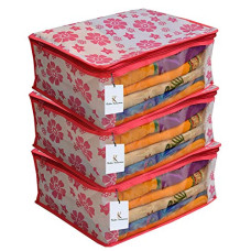Deals and Offers on - Kuber Industries Saree Covers With Zip|Saree Covers For Storage|Saree Packing Covers For Wedding|Pack of 3|PINK Deals, Discounts & Offers on - Kuber Industries Saree Covers With Zip|Saree Covers For Storage|Saree Packing Covers For Wedding|Pack of 3|PINK